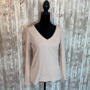 White House Black Market V-neck Oatmeal Shirt size XS